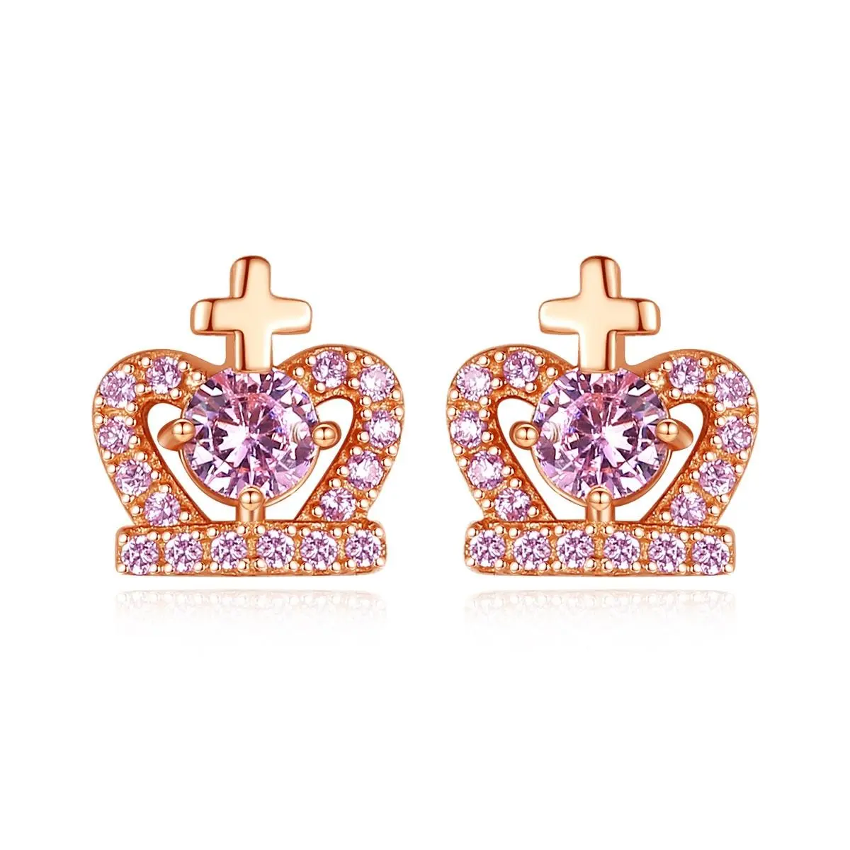 EAMTI 925 Sterling Silver Crown Cross  Cubic Zirconia Earrings Dainty Jewelry Gifts for Women Birthday/Anniversary Day/Valentine’s Day