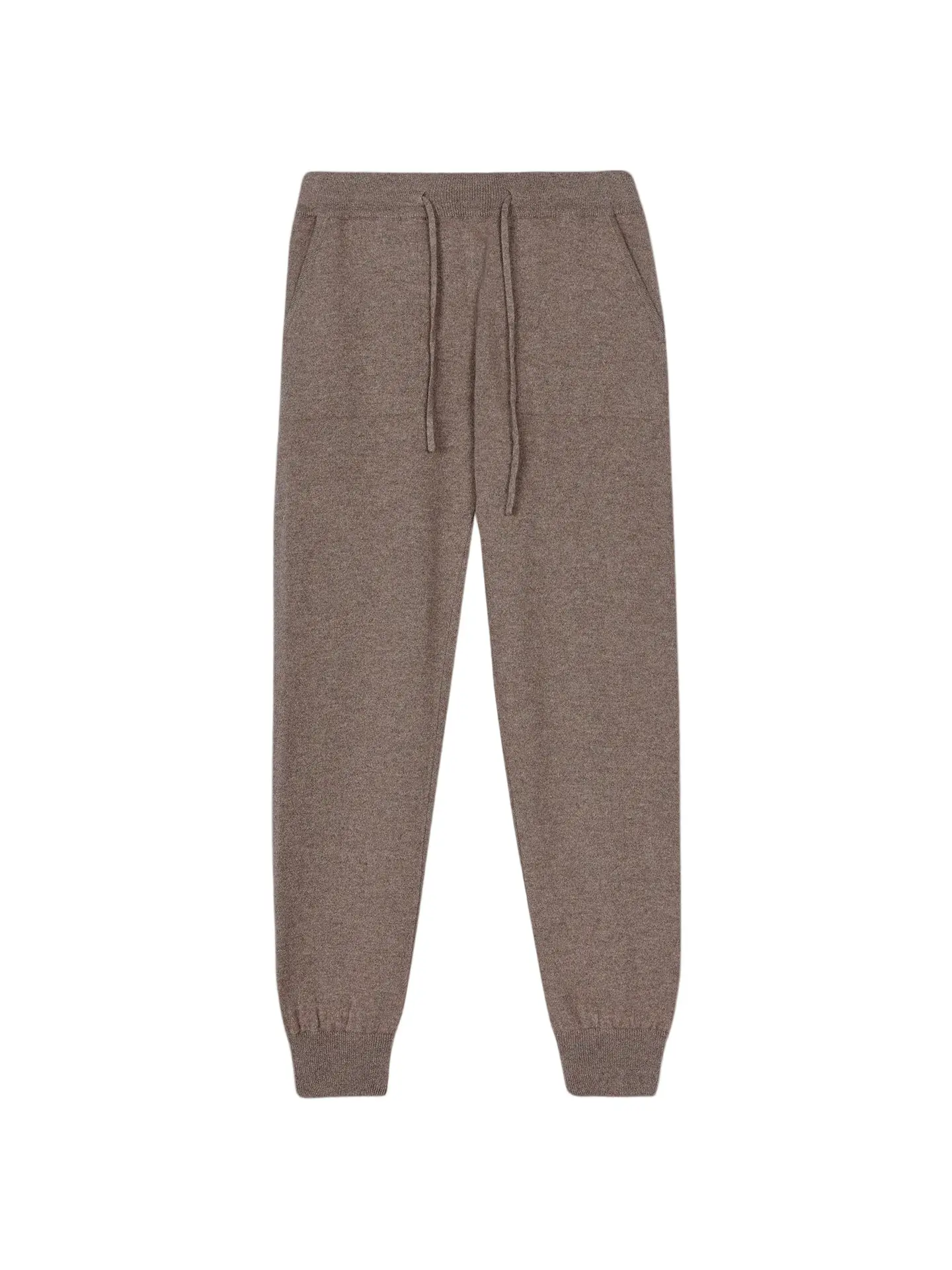Natural Color Cuffed Cashmere Jogger, Casual Athletic Joggers, Solid Color Joggers