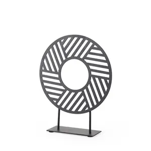 HomeRoots 392547 Petite Black Metal Round Geometric Sculpture