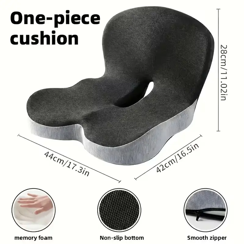 1pc Ergonomic Memory Foam Seat Cushion With L-Shaped Back And Lumbar Support Design, Breathable Comfortable Cushion For Long Sitting, Suitable For Home, Office Chair, Study Chair, Living Room, Car, Work, Relaxing And Daily Use, Travel, Relaxation