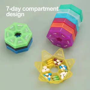 Portable 7-Compartment Pill Organizer, Supplement Organizer for Daily Medication, Moisture-Proof Design, Lightweight and Compact for Travel and Home Use
