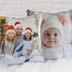 Photo Personalized Flip Sequin Pillow | Personalized Reversible Mermaid Sequin Throw