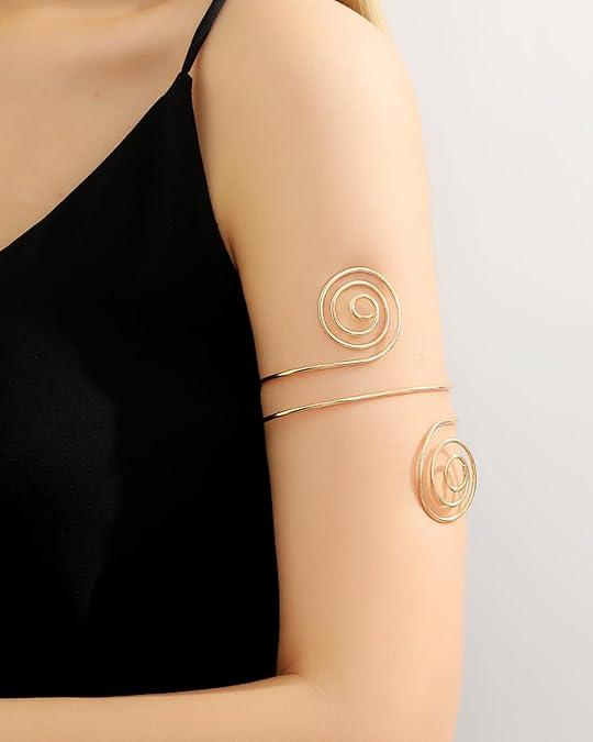 4 Pcs Arm Cuff Upper Arm Band Cuff Bracelet Bangle for Women Adjustable Armband Set