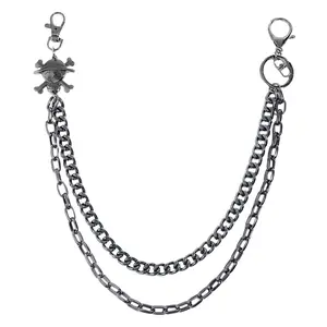 Hip-hop pirate pants chain gun black punk style decorative jeans unisex waist chain Gothic style handsome chain