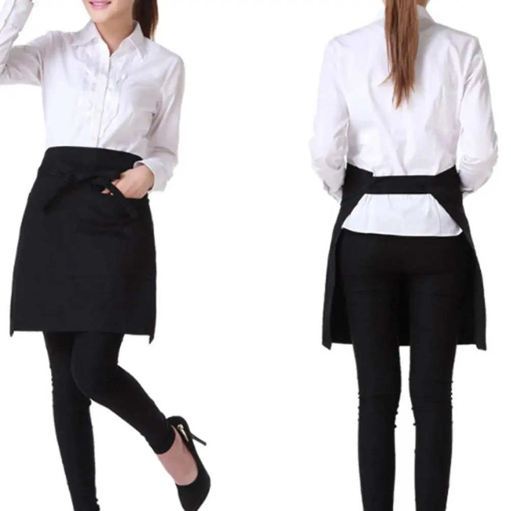 Unisex Half-Bust Bib Apron with Pockets - Waist Short Style, Protect Clothes, Ideal for Restaurant Kitchen Use, Great Gift for Wife