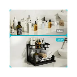 2-Tier Slide Out Under Sink Organizer, Pull Out Cabinet Storage Rack, Multi-Functional Kitchen & Bathroom Storage Shelf