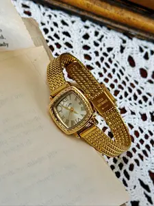 Women's Vintage Square Dial Quartz Analog Watch, Casual Versatile Stainless Steel Strap Watch for Party, Daily Clothing Decor, Trendy All-match & Exquisite Watch for Birthday Gift, Casual Trendy Wristwatch, Stainless Steel Watches