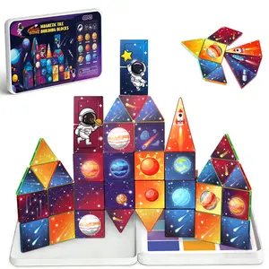 Mini magnetic building block toys, featuring cosmic planetary elements, including Venus, Jupiter, Mercury, Mars, Saturn, Uranus, Neptune, etc.  Creative building toys, portable travel outfits, gifts for Christmas, Thanksgiving, New Year and back-to-school