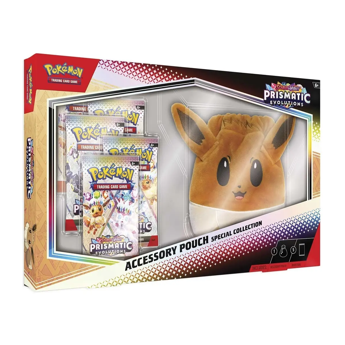 Pokemon TCG Scarlet & Violet Prismatic Evolutions Accessory Pouch Special Collection - 5 Booster Packs