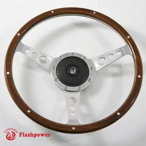 14'' Classic Riveted Wooden Steering Wheel Custom Ford Mustang Shelby AC Cobra