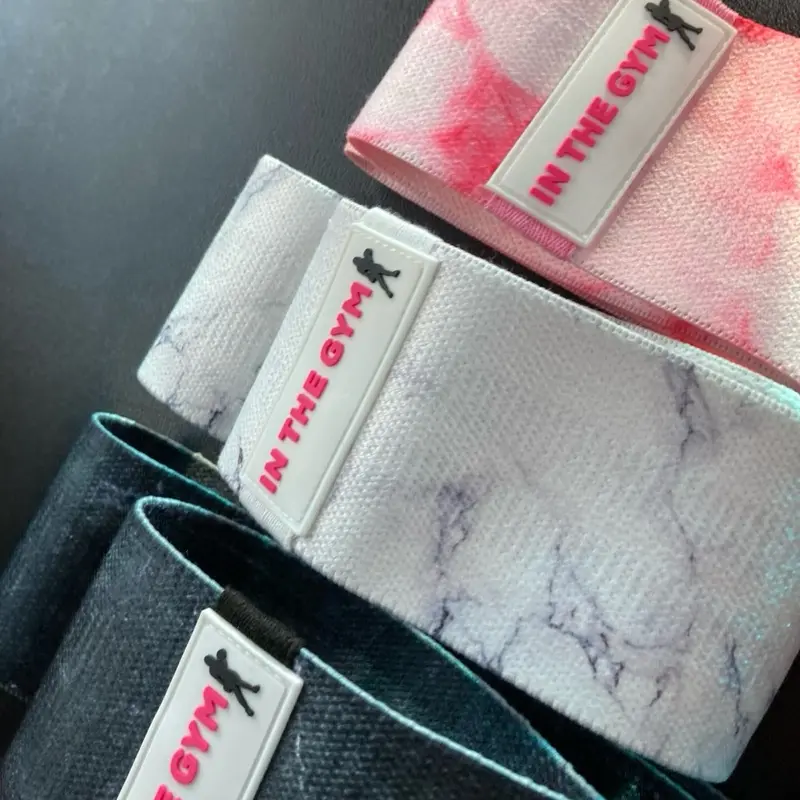 3 Pack Cloth Bands - Black, White, Pink Marble Cloth Resistance Bands for Beginners, Moderate, and Intense Activation