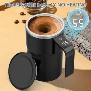 Temperature Display Automatic Stirring Cup, Smart Coffee Mug with Lid, Simple Style USB Rechargeable, Tea Hot Chocolate, Modern Kitchen Gadget