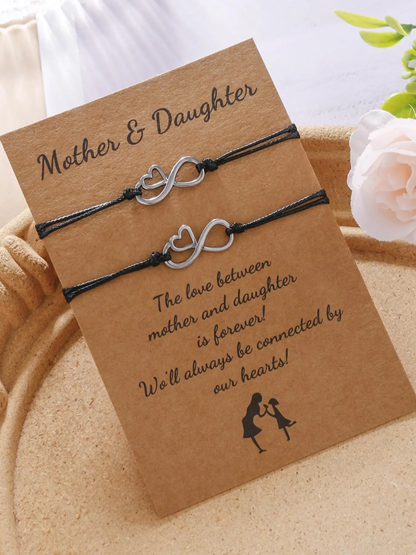 2counts/set Love Woven Adjustable Bracelet, Personalized Hollow Metal Figure 8 Shape Heart Design, Creative Exquisite Card Bracelet, Fashion Alloy Acc