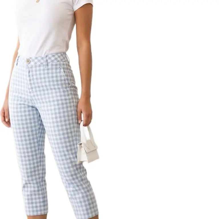 Soft Blue Checkered Capri Pants – Coastal Grandma Aesthetic