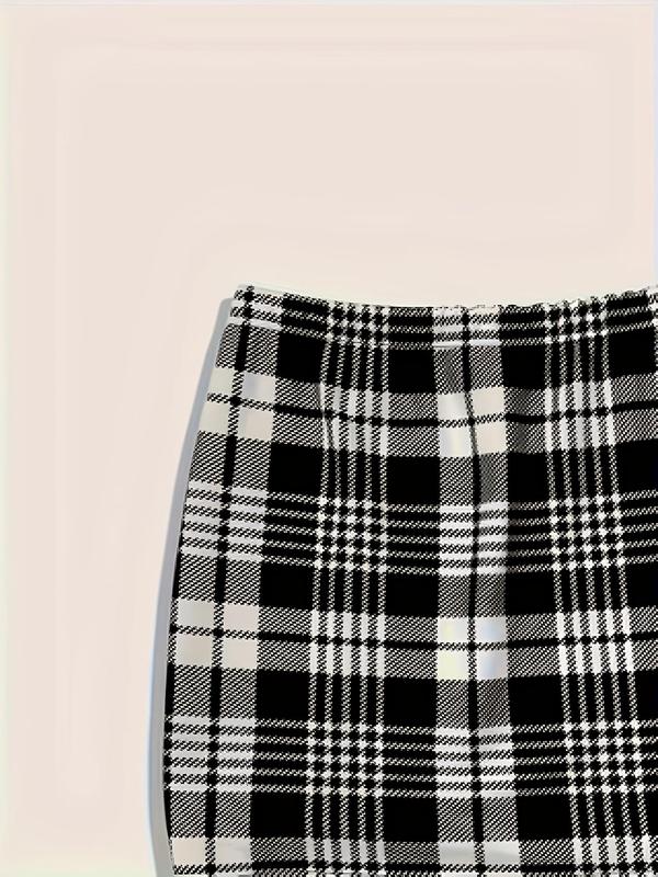 【Plus Size】 Plaid Print Skirt, Casual Fashionable Short Skirt for Daily Outdoor Wear, Women Plus Clothing for Spring Fall