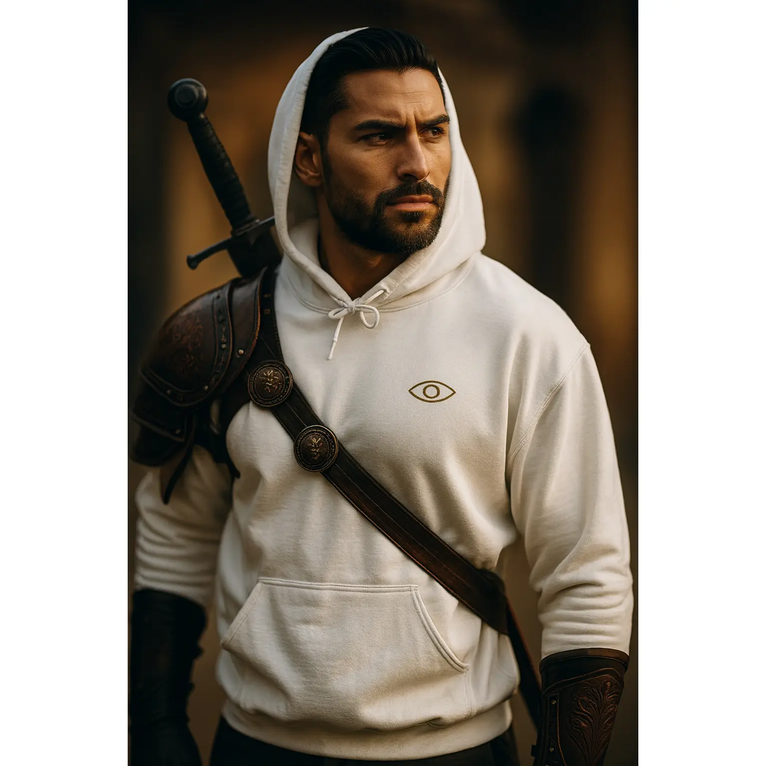 Nobilitie Cult of Vaeron Hoodie Dark Fantasy Emblem Unisex Streetwear Sweatshirt with Gold Black Emblem and Spacious Kangaroo Pouch Pocket