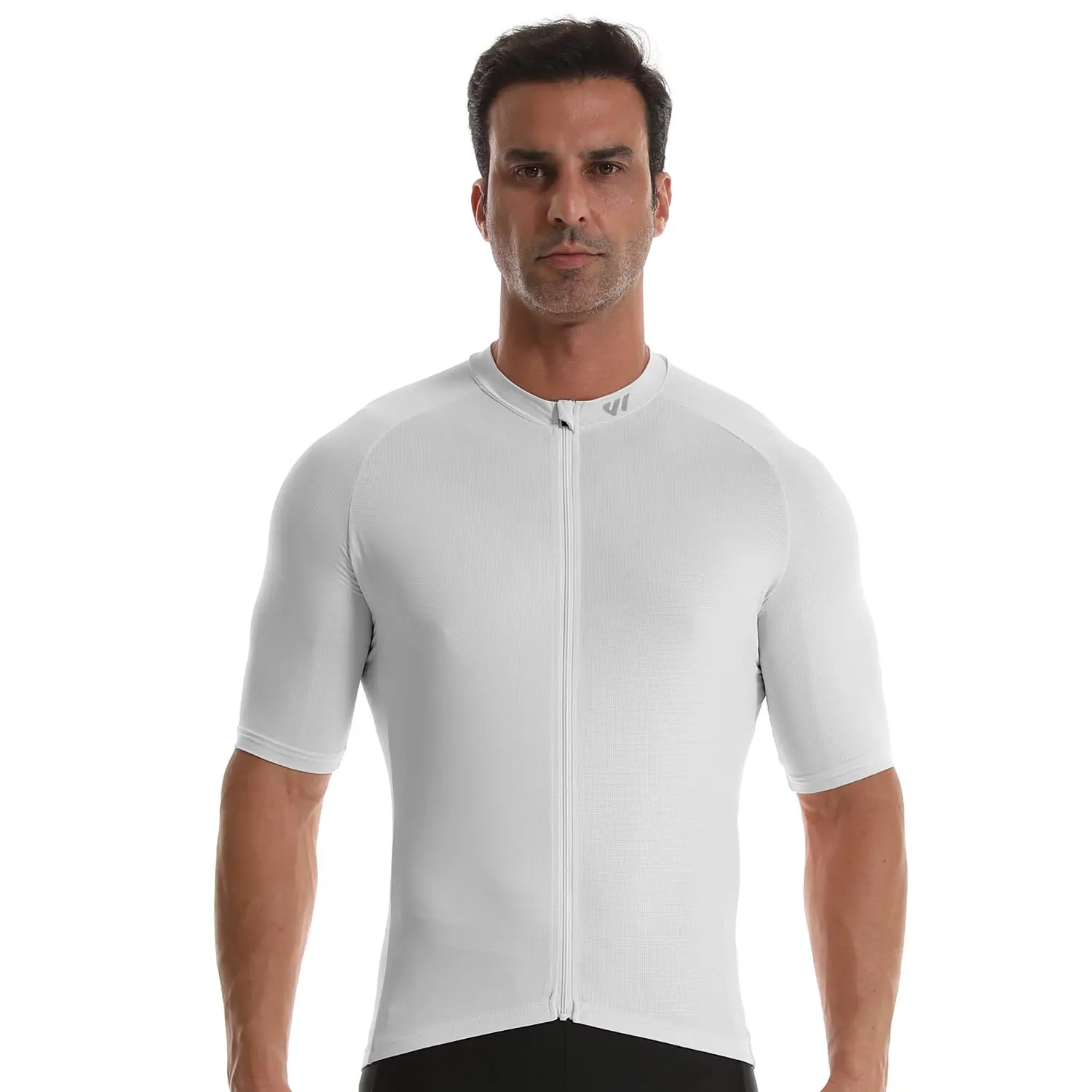 Wulibike Men's Short Sleeve Cycling Jersey - Spandex-Nylon Soft Highly Elastic Fabric, Lightweight Breathable Quick-Dry Full Zipper Sports Top with 3 Rear Pockets, Soft Fabric, Biking