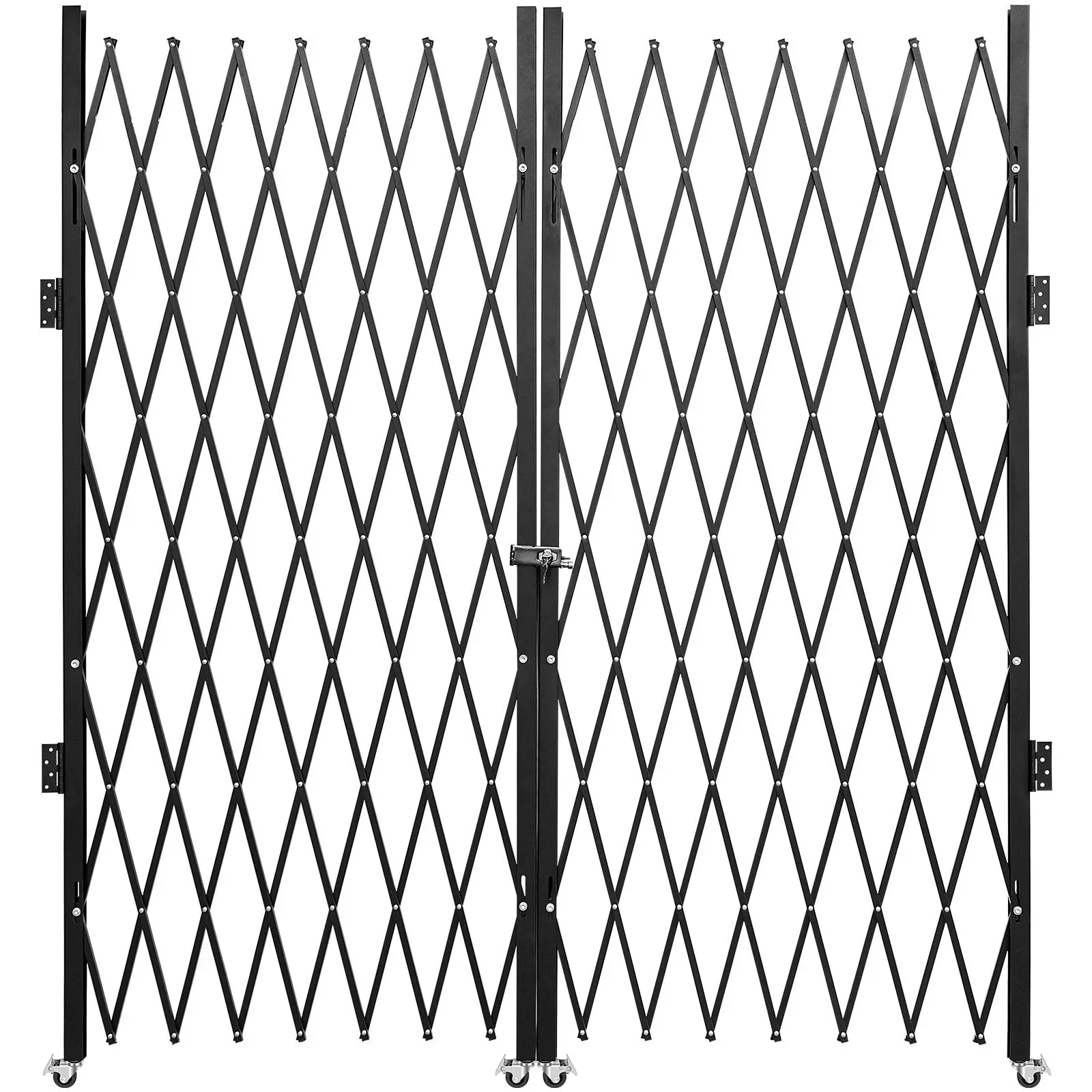【Summerfinds】VEVOR Double Folding Security Gate 5\' H x 10\' W Folding Door GateSteel Accordion Security GateFlexible Expanding Security Gate360° Rolling Barricade GateScissor Gate or Door with Keys