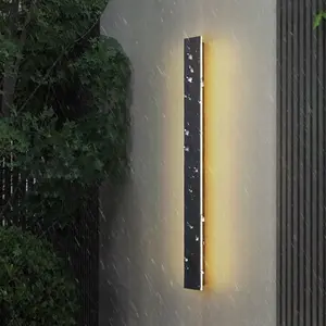 Modern Outdoor Wall Lights Black Exterior Linear Wall Sconce Dimmable Long Strip Patio Wall Light Fixture for Garden Porch Garage House