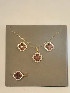 Silver Four Leaf Clover Zultanite Jewelry Set, Non Tarnish