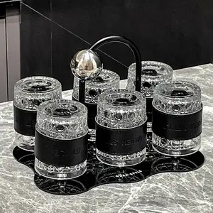Household water cup set, glass cup, drinking cup, water filter, high aesthetic tea cup set, creative tray and cup holder