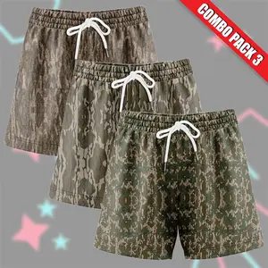 Pack 3 Camo Hunting Shorts With 5 Inch Inseam, Perfect for the Gym, Basketball Camo Mesh Short, Gift for him, Gift For Her, Gym Gift