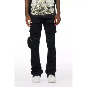 Noriko Black/Black Stacked Flare Track Pant