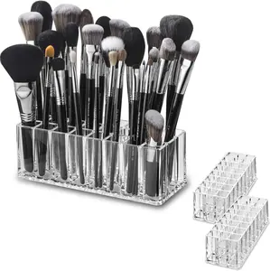 Byalegory Acrylic Makeup Beauty Brush Organizer | 24 Space Cosmetic Storage (CLEAR) anization BY ALEGORY Premium beauty Organization