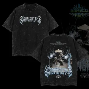 GameLife4U Retro Mortal Kombat Raiden T-Shirt 100% Premium Cotton Oversized Washed Classic Fit Menswear Top Casual Graphic Soft Seamless Tshirt