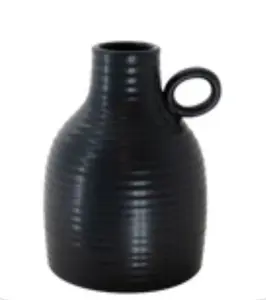 Black Ceramic Vase w/ Handle