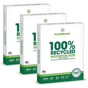 92 Bright, 8.5" x 11", White, 1200 Sheets,Recycled Multipurpose Paper, 20 lb.,