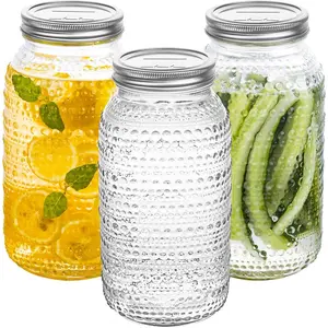 Mason Jars 64 Oz  with Lids 3 Pack, Large Half Gallon Glass Canning Jars for Fermenting, Pickling, Storing Food, Meal Prep, Salad Jam