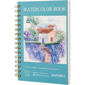 Watercolor Paper Pad 5.5" x 8.5", 30 Sheets 140lb/300g Cold Press Small Watercolor Sketchbook, Spiral Bound Watercolor Journal workbook for Adults Exercises or Mixed Media Drawing and Markers