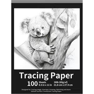 8.5" x 11" Tracing Paper, Translucent Tracing Pad, 100 Sheets 38lb/60gsm Vellum Art Paper