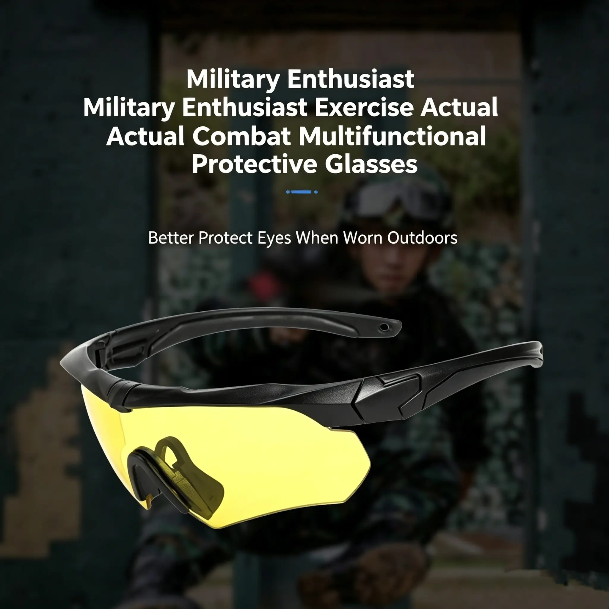 Unisex Tactical Sunglasses, Military Outdoor Cs Shooting Glasses, Cycling Windproof Impact-Resistant Goggles, Color Changing Frame