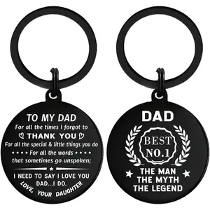 Fathers Day Gift - I Love You Dad Engraved Keychain - Thank You Dad Key Chain Keyring from Daughter Son