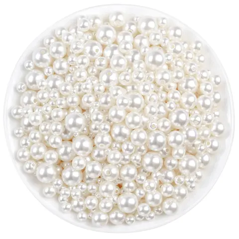Faux Pearl Beads, 800pcs/set Mixed Sizes Ivory Pearl Craft Beads, Loose Pearls for Jewelry Making, Crafts, Decoration and Vase Filler, Pearls Beading, DIY Beads, Decorative Beads, Bead Assortment, Beading Supplies, Synthetic Beads