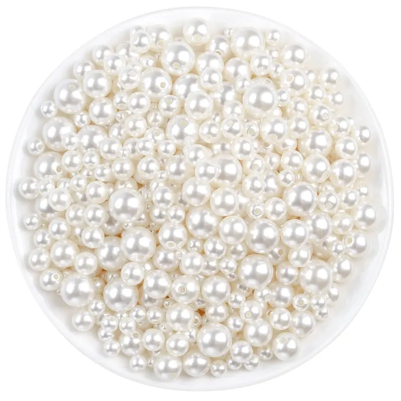 Faux Pearl Beads, 800pcs/set Mixed Sizes Ivory Pearl Craft Beads, Loose Pearls for Jewelry Making, Crafts, Decoration and Vase Filler, Pearls Beading, DIY Beads, Decorative Beads, Bead Assortment, Beading Supplies, Synthetic Beads