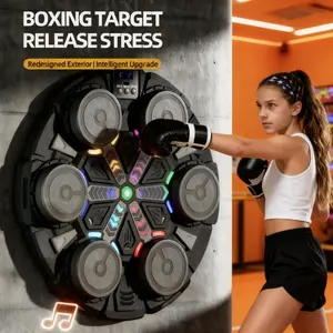 Smart Boxing Training Machine for Adults & Kids Bluetooth-compatible Music Sync Real-Time Data Feedback Wall-Mounted Space-Saving Home Gym Office Use Complete Set Included Led Display