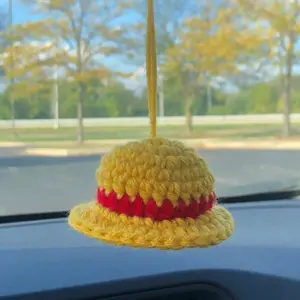 One Piece Straw Hat crochet car hanger