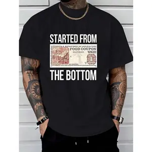 Started From The Bottom Graphic T-Shirt Regular Fit Everyday Casual Streetwear Bold Golf Gift T-Shirt Made In USA For Women For Men [Block Core Threads 180G/230G 100% cotton short-sleeve/hoodie, soft and comfortable]