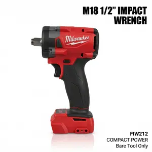 Milwaukee FIW212 M18 Impact Wrench With Battery  For Automotive  300Nm Compact Torque  Cordless High-Torque power brushless impact wrench powertools wood plastic durable tool rapid charger woodworking repair