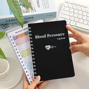 96-Page A5 Black PVC Blood Pressure Log Book with Heart Rate Tracker, Colorful Inner Pages for Daily Health Monitoring and Record Keeping – Ideal for Personal and Family Use