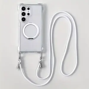 Phone Case - Two-Piece Set [Phone Case + Lanyard] Transparent Phone Case with 360 °   Rotating Stand And Detachable Lanyard. It Is Designed for GalaxyS26 S25, S24, S23, S21, S22 Ultra/Plus, A35, A34, A33, A55, A54, A53, A36 And A16