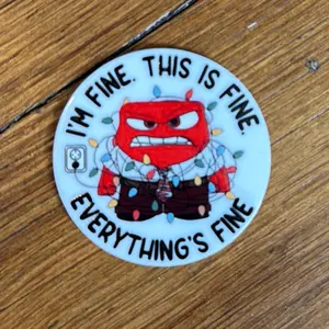 Acrylic Add On for Badge Reel - Personalized Design with Velcro Adhesive for Easy Swapping - "I'm Fine This is Fine Everything's Fine" Motif supplier