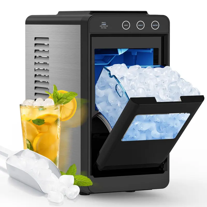 COWSAR Countertop Icemaker - Fully Automatic 12kg Compact Portable Small Ice Cube Maker with Self-Cleaning, 0.8L Capacity, 360° Cooling System, Overheat Protection, LED Lights, LED Control, Fast Production, Pullout Ice Drawer for Home, Kitchen