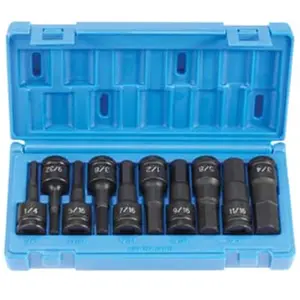 Grey Pneumatic GY1398H 1/2" Drive 10 Pieces Hex Driver Set, Hex Bit Socket, 10-Piece Set, Drive Impact Socket, Impact Sockets Set
