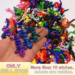 3D Printed Lizard Gecko Colorful Jointed Action Figure, Decorative Animal Model Gift, Small Animal Ornament, Perfect for Home Decoration