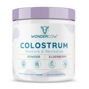 WonderCow, Elderberry Colostrum Powder, Immune & Gut Health Support, Whole Bovine Colostrum with Organic Elderberry, No Sugar, 60 Servings