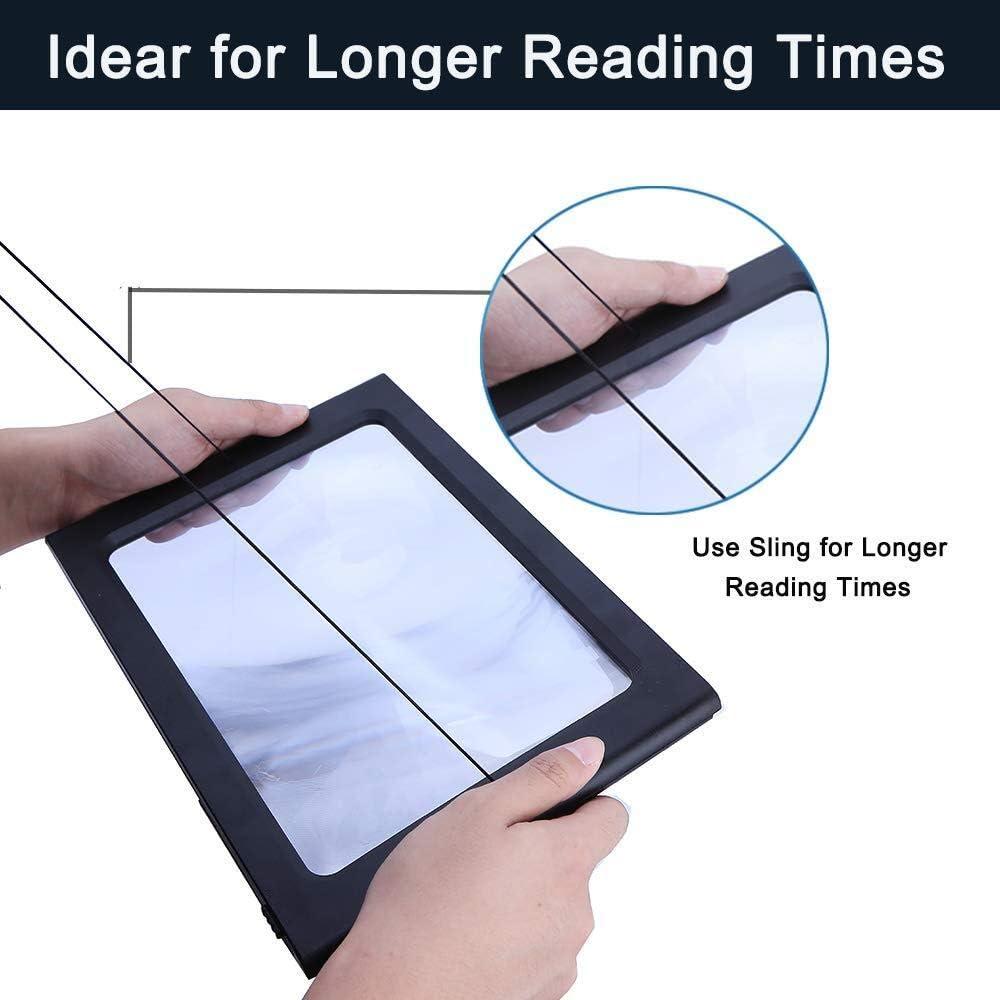 3X Hands-Free Neck Hanging Magnifier, Foldable Portable Full Page Magnifying Glass for Reading, Crafts, Hobbies & Seniors